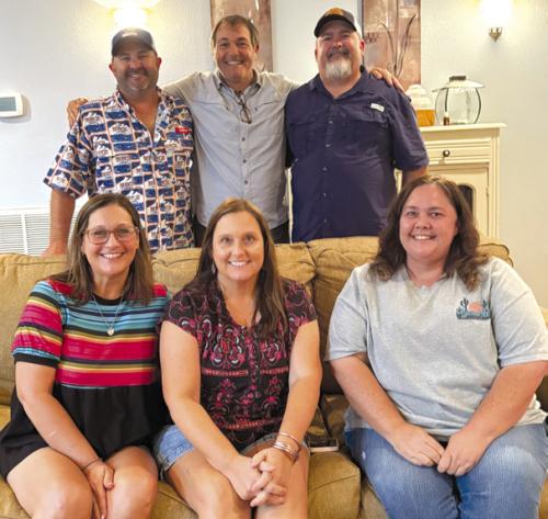 Chris Brugger celebrated his 50th birthday at his home on Sunday, Sept. 7 with his family. His is pictured here with cousins Shannon Grabarkewitz, Heather Zbranek, and sister Sheila Brugger. In the back row is Chris, cousin Mikey Brugger and brother Tim Brugger.