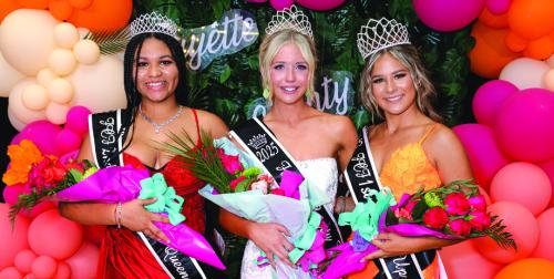 The three Fayette County Fair Queen contestants with their crowns and sashes after Thursday’s ceremony. Left to right – Ke’Anna Henderson, Hailey Janish and Kara Croyle. Photo by Grace-Anne Matocha/Moments of Grace Photography