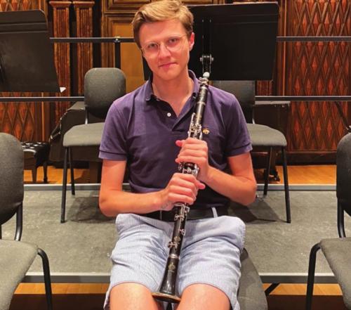 Max Reese with his clarinet. Photo by Jordyn von Minden