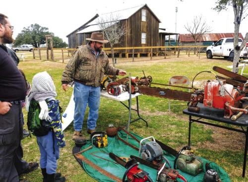 One of the exhibits at the Antique Gas Engine Reunion Saturday was this collection of chainsaws. Photos by Andy Behlen