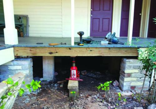 Structural work being done at the historic Faison House.