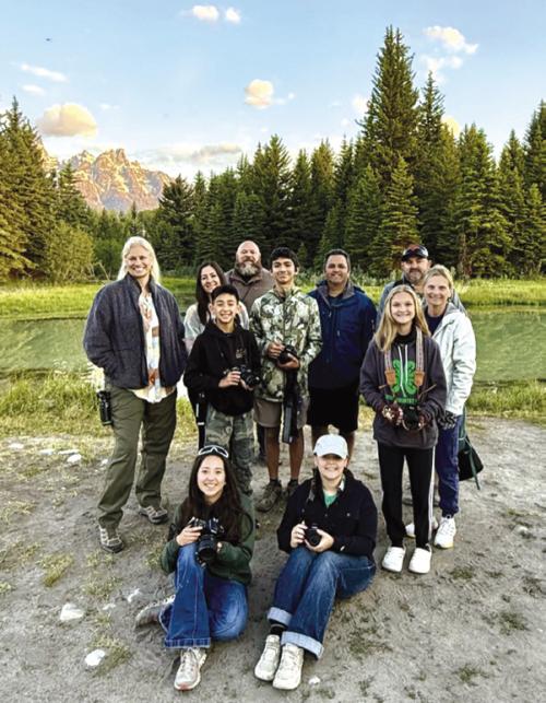 Pictured here is part of the group that attended the Yellowstone and Grand Teton trip. From left to right are group leader Elizabeth Schlak, Nicole and Tristan Castillo, Will Halbert, Ryland and James Flores, Chris, Laura and Brylee Brugger. Seated are Isabella Castillo and Molly Halbert.