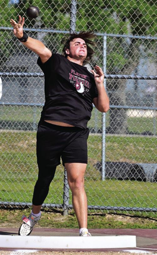 Flatonia’s Zachary Charnaza won the shot put and the discus at the area meet. Photos by Stephanie Steinhauser