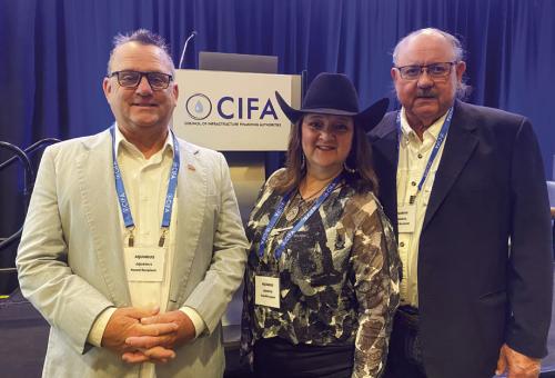 Representatives from Ellinger Sewer and Water Corporation (ESWC) traveled to Washington, D.C. last week, where the EPA presented them with an award for their recent water plant upgrades. Pictured are (from left) ESWC Secretary Michael Schlabach, Director Paula Urban and President Greg Hunger.