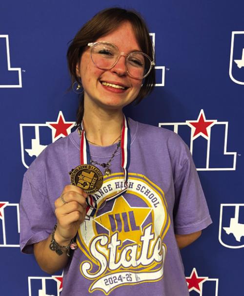 La Grange High School senior Riley Lowe earned a 5th place medal at the 4A State Ready Writing meet at The University of Texas at Austin on Tuesday, May 20. She is coached by Laurie Stork.