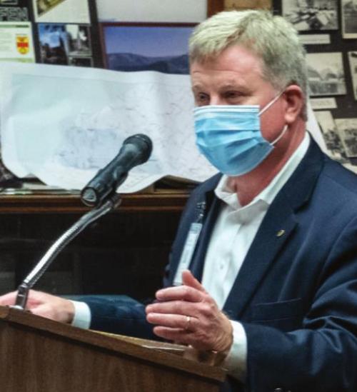 The new CEO of St. Mark’s Medical Center, Mark Kimball, introduced himself to the La Grange City Council Monday night. Photo by Andy Behlen