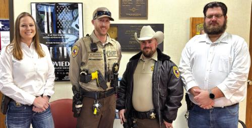 Pictured from left: Investigator Sergeant Angela Lala, Deputies Wesly Arrison and Ty Roggenkamp, and Investigator Jeremy Castleberry.