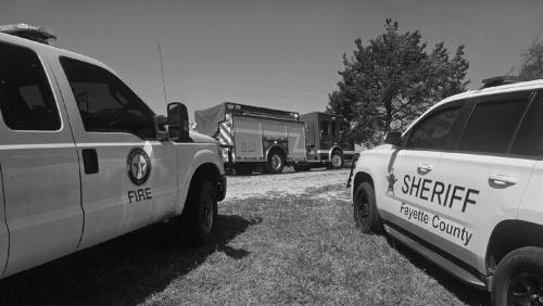 Texas Forest Service, Muldoon Volunteer Fire Department and Flatonia Fire and Rescue battled a 15-acre grass fire near Muldoon on Saturday. Photo courtesy of the Fayette County Sheriff’s Office