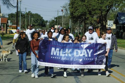 A scene from last year’s MLK Day March as it made its way south on US 77 in La Grange. Record File Photo