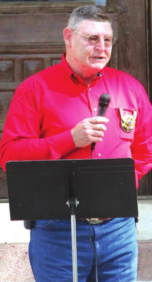 La Grange Chief of Police David Gilbreath talks at last week’s Prayer Rally. Photo by Jeff Wick