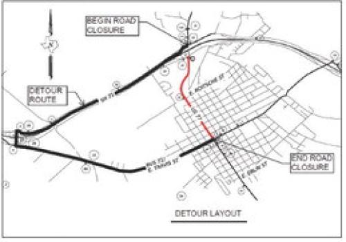 The Texas Department of Transportation announced upcoming repairs to US 77 in La Grange (pictured above in red). Local traffic will be able to access the roadway during the closure. Through-traffic will be detoured via the 71 Bypass and Business 71, highlighted in black.