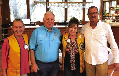 La Grange Noon Lions welcome newest member, Lion Paul Huddleston (right) to the club. Past District Governor Lion Mark Ulrich (second from left) performed the induction while President Lion Melissa Weltner (left) and Sponsor Lion Diana Wilson (second from right) witness the ceremony. Welcome to the Pride, Lion Paul.