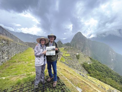 Bryan and Stephanie Jamison of Round Top took a recent trip to the Andes Mountains of Peru, where they visited Machu Picchu. When the Jamisons travel they bring their copy of the Fayette County Record with them.
