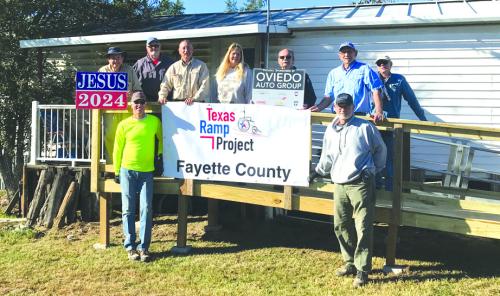 On Nov. 21, Fayette County Texas Ramp Project volunteers built this 40-foot wheelchair ramp on N. Hauptstrasse in Carmine.