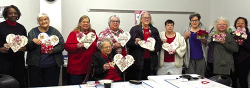 This group of ladies created some lovely decoupage Valentines with the help of Martha Beckmann at Artful Fridays At Arts for Rural Texas. Pictured from left: Deborah Jones, Cynthia Meyer, Annette Jasek, Irene Janda, Kathy Carpenter, Cherry Wilson, Julie Hill, Carie Ahlschlager, Margaret Lozano and Amparo Salina.