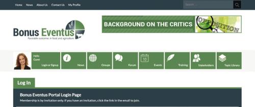 The Bonus Eventus login page says the platform offers “Backround on the Critics” and “Favorable outcomes in food an agriculture. I can’t help but ask: favorable for who?