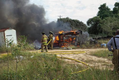 Camper Trailer Destroyed in Fire