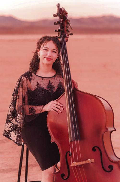Isabella Drumm and her double bass. Photo courtesy of Isabella Drumm