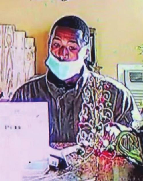 A screenshot from security camera footage of the robbery attempt.