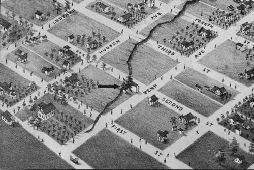 Although shuttered by 1881 when Augustus Koch drew this Birds Eye View of Flatonia, the arrow marks the approximate location of the former Flato-Amsler Brewery. The tree on this corner has now grown to enormous size. Was it due to extra nutrients in the soil from spillage of yeast and hops? Footprints Of Fayette Fayette County is one of the most historic counties in Texas. In this weekly feature from the County Historical Commission, a rotating group of writers looks back at local history.