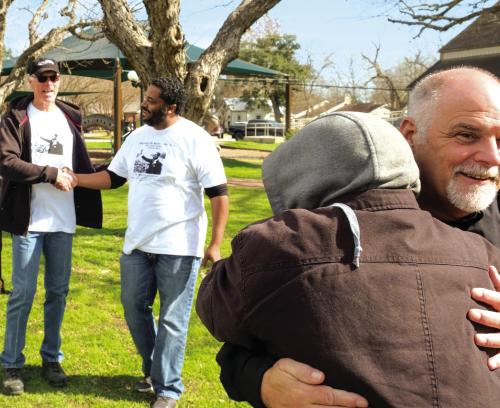 The fifth annual Unity and Community Walk will be held January 19 (MLK Day) beginning at 10 a.m. It starts on the grounds of the Fayette Public Library in La Grange and goes to the Fayette County Courthouse. In this file photo from last year, Jonathan Ellis, one of the organizers of the walk, asked attendees to introduce themselves to someone they had never met. Pictured are some of the new friends.