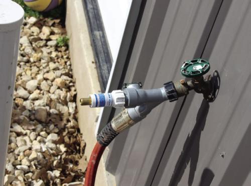 You can use a “Y” fitting like the one pictured above. Install the Freeze Miser on one end and leave the finger valve on. You can then hook a water hose to the other end and use it without always having to remove the Freeze Miser. You can use the same kind of setup on water trough for livestock by installing a “Y” before the float valve.