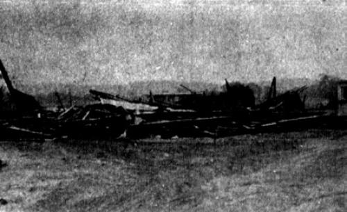 Photo of the remains of the Sky-Hi Theater from the September 14, 1961 issue of The La Grange Journal.