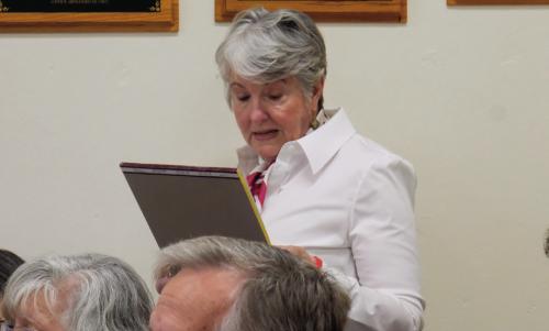 Round Top Alderman Karen Duddlesten accused the Commissioners Court of believing lies rather than speaking with Round Top leaders regarding the dispute over the Round Top Precinct Courthouse.