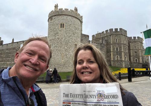Chuck and Gay Mazac of La Grange took the Record along on their recent visit to the Windsor Castle England.