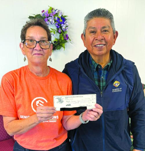 Joe Jimenez dropped by Weimar with a lovely donation from the Knights of Columbus Forth Degree. Senior Connections is grateful to him and the organization for their support.