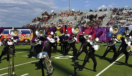 The Leopard Band is shown here performing Saturday in the Area Marching prelims in Pflugerville. Band Booster Club photo