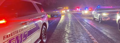 A wreck early Saturday morning in Muldoon left one person died, another was injured and two people in jail. Photo courtesy of Fayette County Sheriff’s Office