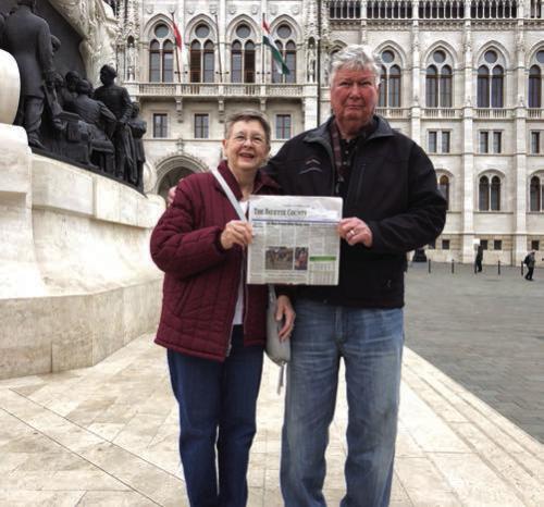 Becky Gaertner Byrd (former resident of La Grange) and her husband, Donnie, vacationed in Europe recently. They traveled on a Viking River Cruise along the Danube River from Passau, Germany; Linz; Krems; and Vienna, Austria; Bratislava, Slovakia; to Budapest, Hungary. The picture with the Fayette County Record was taken in front of the Hungarian Parliament Building in Budapest.
