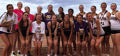 The La Grange girls cross country team at the Bastrop Invitational.