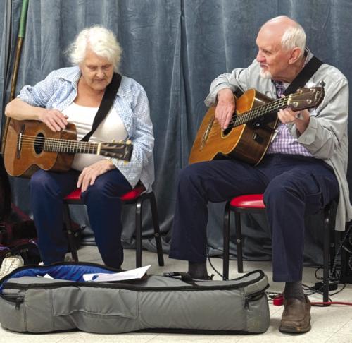 Members Elana and Jim Pate have returned from Alaska, and they brought their music. We recently enjoyed a fun sing-along with oldies we all remember.