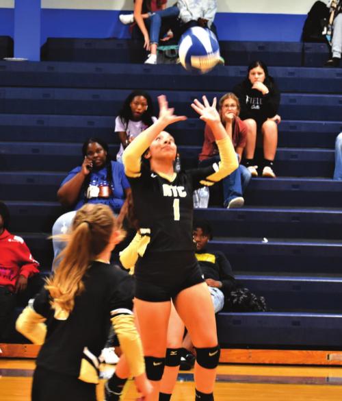 Round Top-Carmine’s Ilse Salinas sets the ball in Friday’s victory against Snook. Photo by Paul Kipp