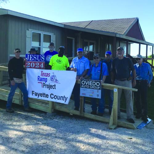 On April 4, Fayette County Texas Ramp Project volunteers built this 36 ft. ramp on Prairie Valley Road in West Point.