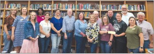 The Round Top-Carmine Education Foundation, in addition to providing over $18,000 in innovation teacher grants and $81,000 in whiteboards and Chromebook technology, presented to the RT-Carmine ISD campus principals $30,000 to support Arts and Music programs. Pictured are Foundation Board members, Foundation Executive Director Linda Patterson, and Campus Principals Amy Weinert, and RaChelle Kuecker.