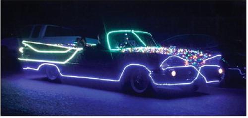 A classic care decked out at a previous Round Top lighted Christmas parade.