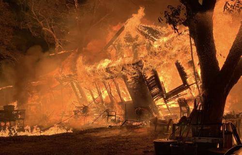 An early morning fire on Monday, Nov. 10, destroyed two homes in Schulenburg which were located near the intersection of US 77 and Hwy. 90. Photo courtesy of Schulenburg VFD