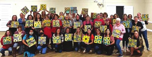 A large group attended the Paint and Sip event at the Ellinger Chamber of Commerce recently.