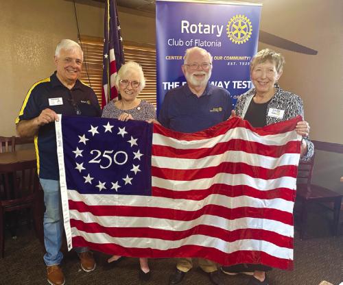 Pictured from left: Pat Nickerson, Rotary Club of Flatonia President, Carolyn Caflisch, Larry Jackson, and Judy Pate.