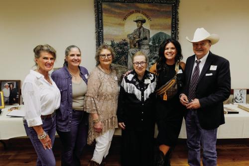 Jack Cernosek’s widow Donella Dopslauf-Cernosek poses for a photo with some of Jack’s nieces and close friends: (from left) Liz Harris, Carmen Cernosek, Debbie Zigal, Donella Dopslauf-Cernosek, Donna Webb-Wessels and Fayette County Judge Dan Mueller. Photos by Andy Behlen