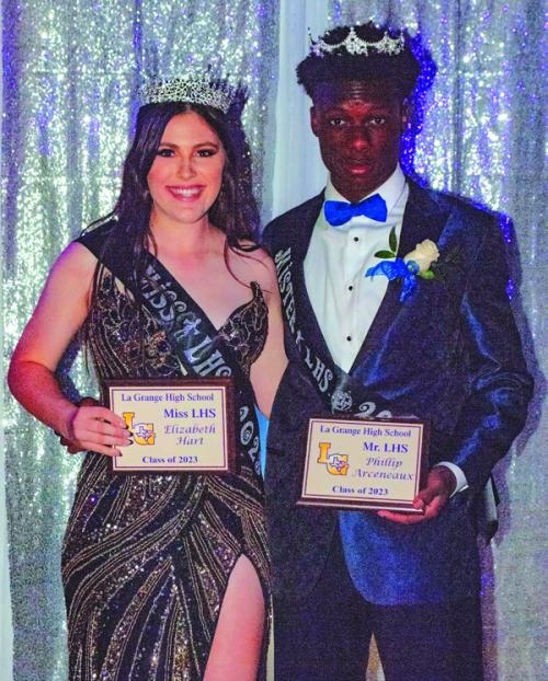 At the recent La Grange High School prom, the winners of the Miss and Mr. LHS award were announced. Miss LHS is Elizabeth Hart and Mr. LHS is Phillip Arceneaux.