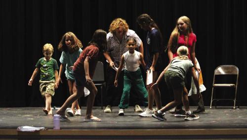 Student director Hayden Splawn gives student actors directions during a recent rehearsal at the La Grange Performing Arts Center. Photo by MaKenzie Givan