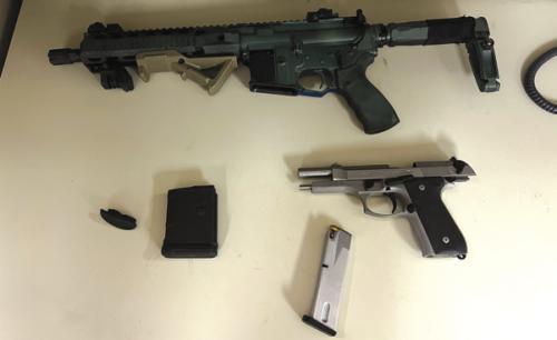 Located in Maximus’ jacket was the 9mm Beretta handgun that he admitted to pointing at the deputy. Located on the balcony where the standoff occurred, was an AR-15 rifle.