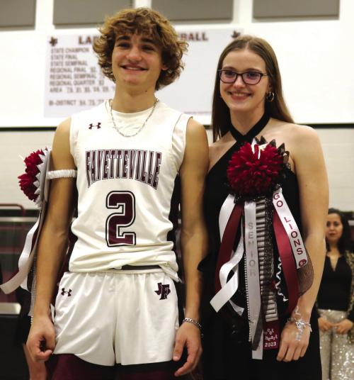 Fayetteville’s basketball beau (Karson Corn) and sweetheart (Brooklyn Jaeger) were announced last week during homecoming festivities.