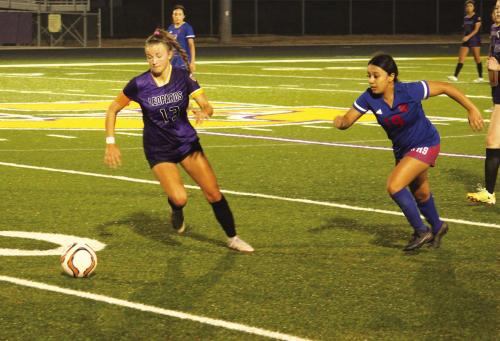 La Grange’s Ellee Sodolak, above, left, is one of 10 seniors on the Lady Leps soccer team.