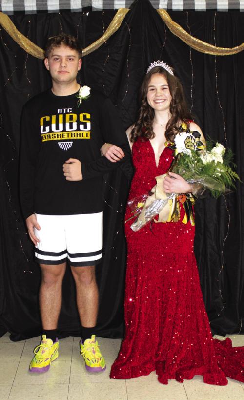 Homecoming festivities were held at Round Top-Carmine High School Friday, January 10. Shown here are Basketball Beau Evan Blazek and Homecoming Queen Kinsley Bage.