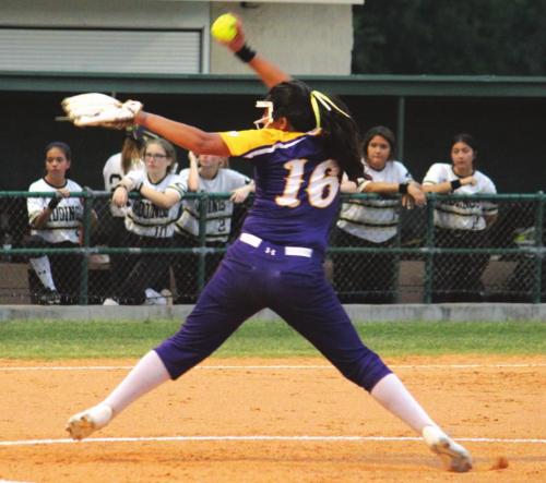 La Grange freshman Marissa Gonzales hurled a complete game two-hit shutout Tuesday. Photos by Jeff Wick